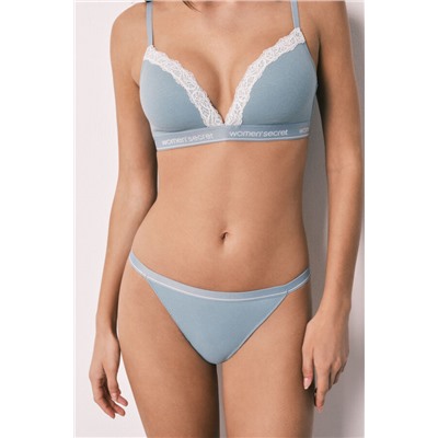 Tanga tira algodón canalé verde