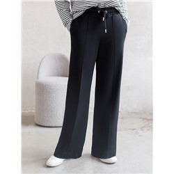 Прямые трикотажные брюки на резинке из футера двухнитки эластичные