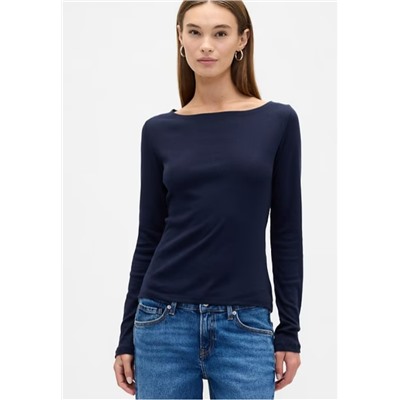 Modern Ribbed Boatneck T-Shirt