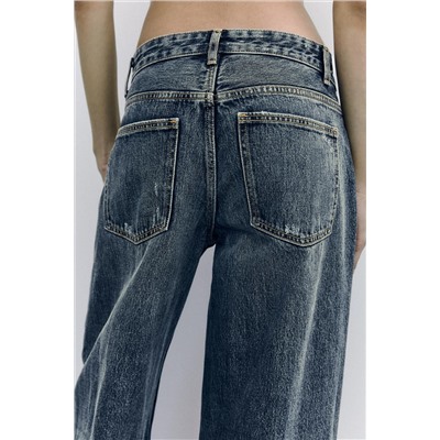 RELAXED FIT FOLD-UP LOW-RISE JEANS