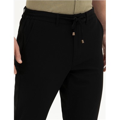 Siyah Carrot Fit Jogger Kanvas Pantolon