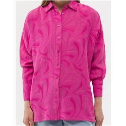 Pembe Keten Karışımlı Oversize Gömlek