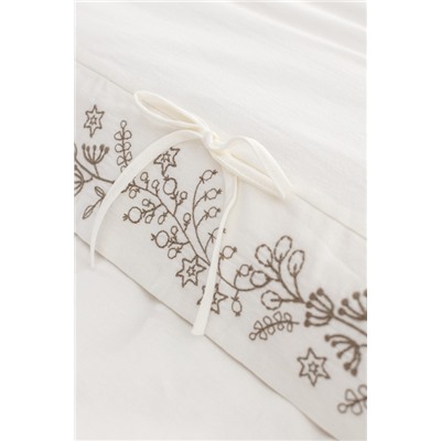 Relief King Size %100 Pamuk Bağlamalı Nevresim Takımı - Ekru/Haki