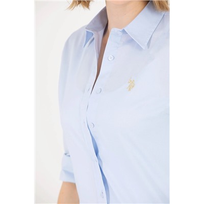 Kadın Açık Mavi Uzun Kollu Basic Gömlek