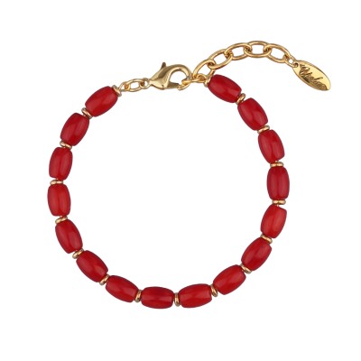 Браслет Селена (коралл 8мм; покрытие золото) 19-22см, Есть комплект