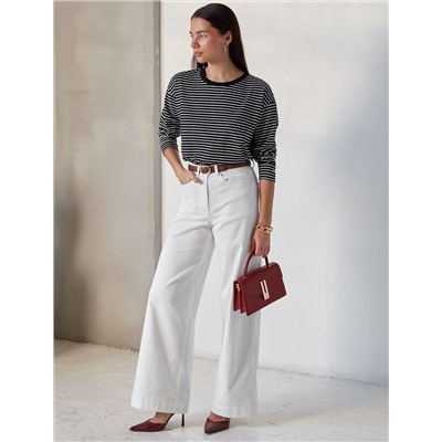 Лонгслив в полоску из премиального хлопка с эластаном