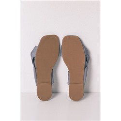 Sandalias planas satén azul grisáceo