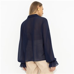 Блуза с воланами, Гипнотический стиль (синяя)