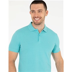 Açık Mavi Slim Fit Polo Yaka Basic Tişört