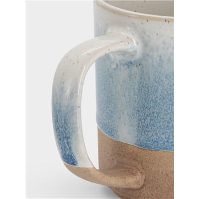 Кружка, 370 мл, керамика, бежево-голубая, в крапинку, Azurro