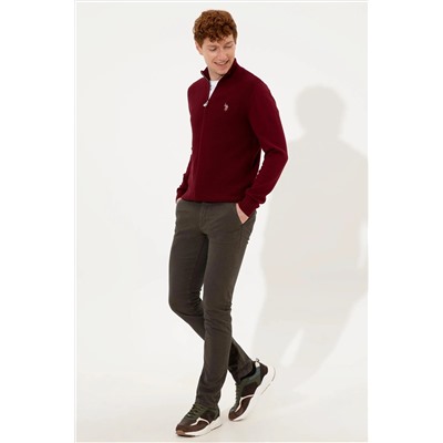 Erkek Bordo Basic Triko Hırka