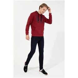 Erkek Vişne Kapüşonlu Sweatshirt