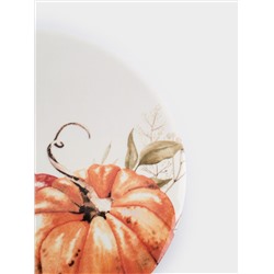 Подставка под кружку, 11 см, круглая, керамика/пробка, белая, Тыквы, Light pumpkin