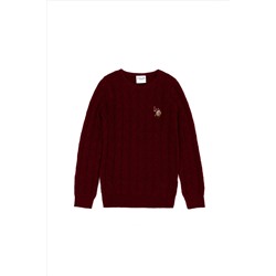 Erkek Çocuk Bordo Basic Bisiklet Yaka Kazak