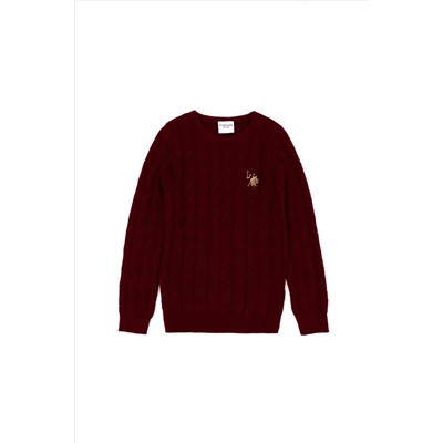 Erkek Çocuk Bordo Basic Bisiklet Yaka Kazak