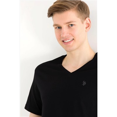 Erkek Siyah Basic V Yaka Tişört