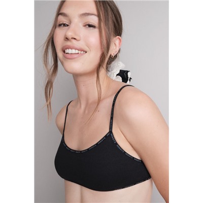 Sujetador top algodón copas extraíbles negro