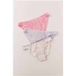 Pack 3 bragas clásicas algodón rosa gris azul