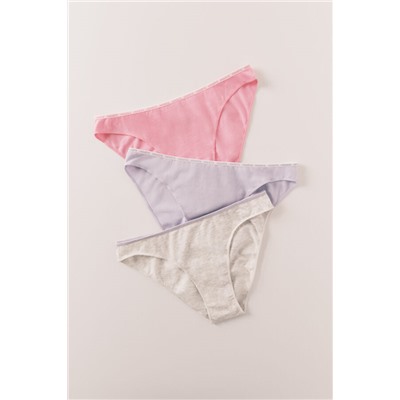Pack 3 bragas clásicas algodón rosa gris azul