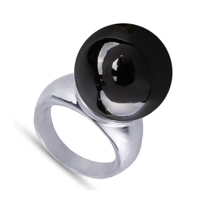 Кольцо (Майорка 16мм черный метеллик; покрытие родий), Есть комплект