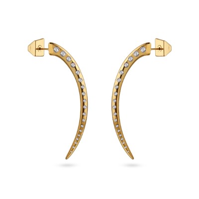 Серьги Коготь (кристаллы SW белые; покрытие золото), Есть комплект