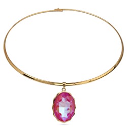 Колье Сияние (кристаллы SW фуксия хамелеон; покрытие золото) 42см, Есть комплект