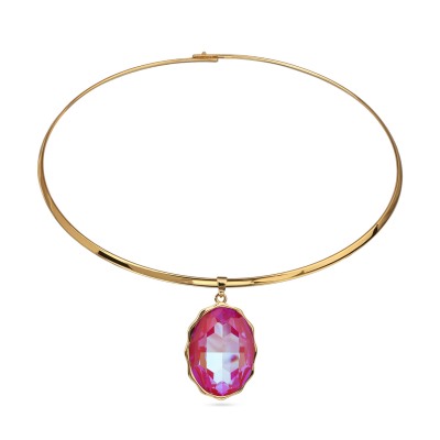 Колье Сияние (кристаллы SW фуксия хамелеон; покрытие золото) 42см, Есть комплект