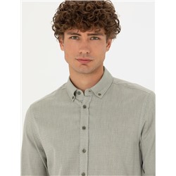 Haki Slim Fit Uzun Kollu Gömlek