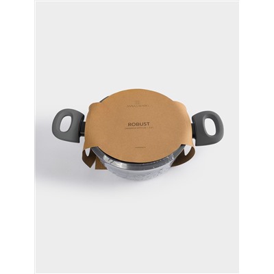 Кастрюля, 20 см, 2,3 л, с крышкой, с покрытием, алюминий, серо-черная, Robust