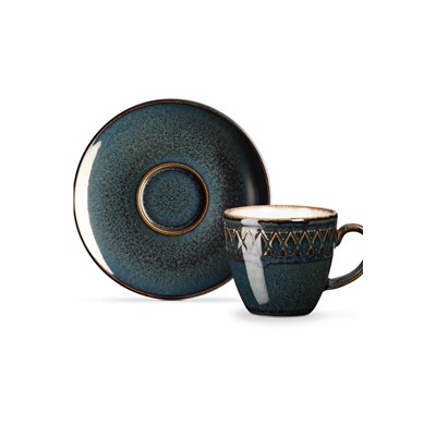 Antique 2 Kişilik Kahve Fincan Takımı - İndigo - 90 ml