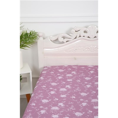 Простыня на резинке поплин Пиония-компаньон