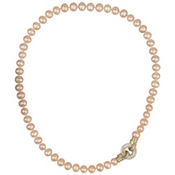 Колье (жемчуг нежный персик 7-8мм, фианит; покрытие золото) 45см, Есть комплект