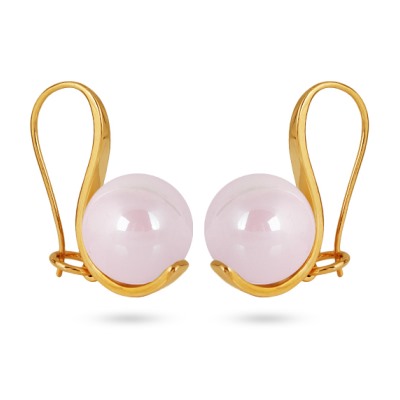 Серьги (Майорка 14мм холодно-розовая; покрытие золото), Есть комплект