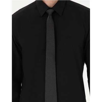 Siyah Slim Fit Uzun Kollu Basic Gömlek