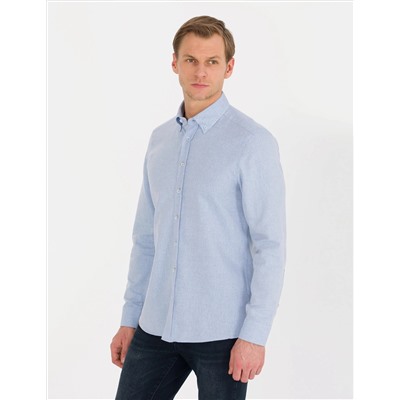 Açık Mavi Slim Fit Uzun Kollu Gömlek