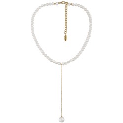 Колье (жемчуг белый 5-9мм; покрытие золото) 38-45см, Есть комплект