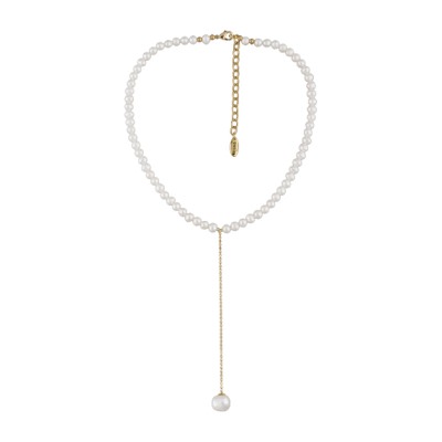 Колье (жемчуг белый 5-9мм; покрытие золото) 38-45см, Есть комплект