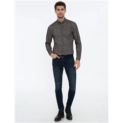 Haki Slim Fit Uzun Kollu Gömlek