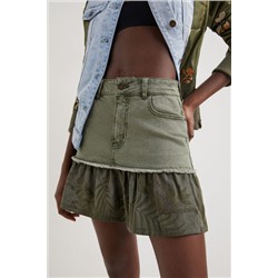 Minifalda vaquera patch de volantes