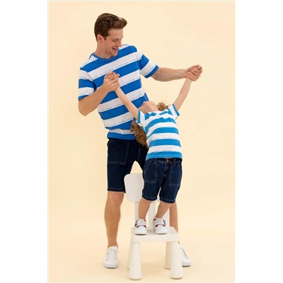 Erkek Saks Bisiklet Yaka Tişört