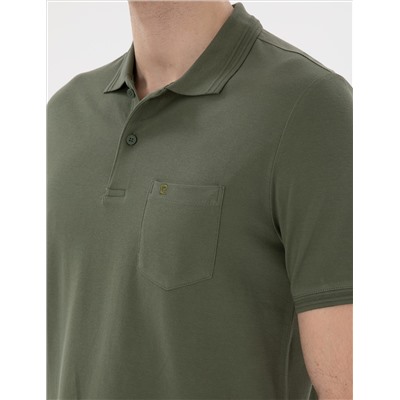 Haki Regular Fit %100 Pamuk Polo Yaka Basic Tişört