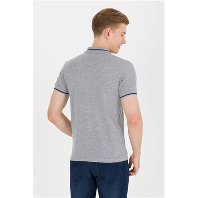 Erkek Gri Melanj Basic Polo Yaka Tişört