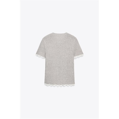 CONTRAST CUT KNIT T-SHIRT