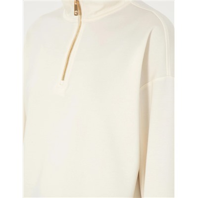 Ekru Regular Fit Modal Kumaş Sweatshirt