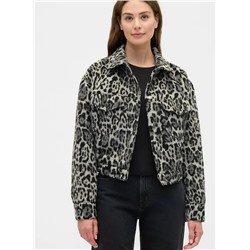 Relaxed Cropped Textured Icon Jacket