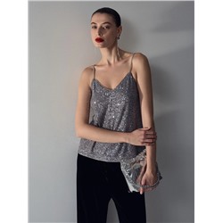 Топ с пайетками на бретелях, B3107/heels