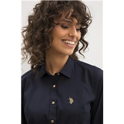 Kadın Lacivert Uzun Kollu Basic Gömlek