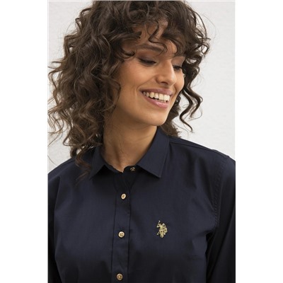 Kadın Lacivert Uzun Kollu Basic Gömlek