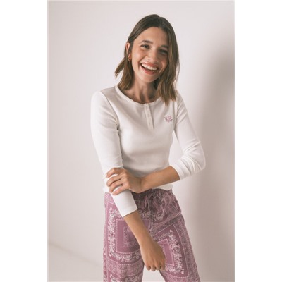 Pijama largo algodón estampado flores