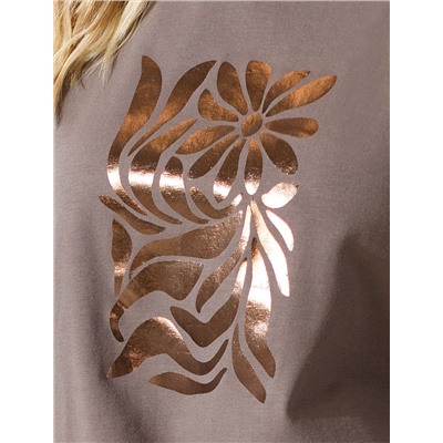 Свободная футболка с принтом из премиального хлопка с эластаном